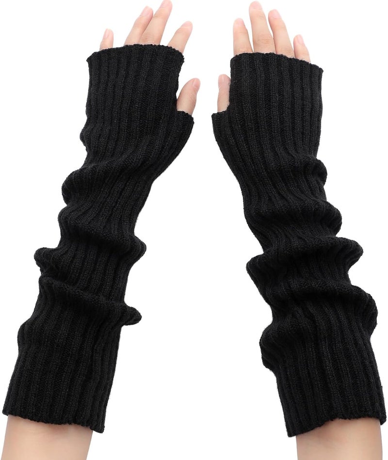Ymomode Store Arm Warmers - Women's Long Fingerless Cashmere Blended Knitted Y2K Arm Warmers - Image 1
